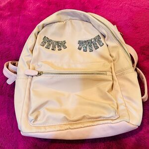 EUC ANGL Nude Blush Glitter Eyelash Backpack